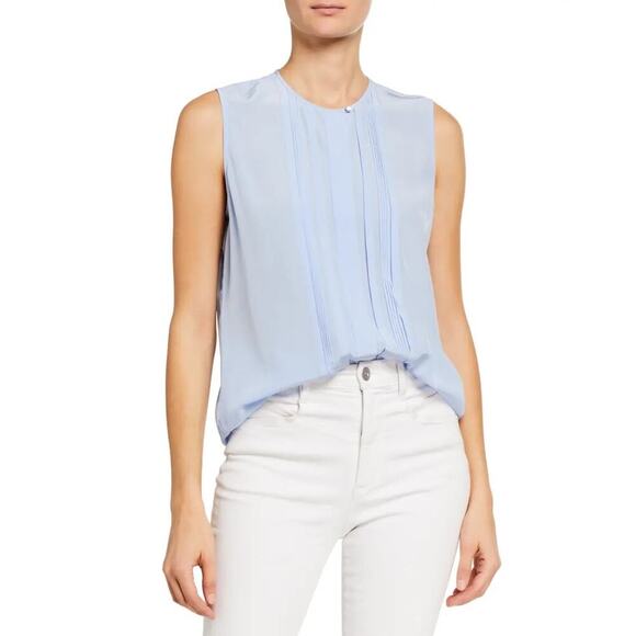 EQUIPMENT FEMME Amaury Silk Baby Blue Button Up Sleeveless Top Size Extra Small - Picture 2 of 9